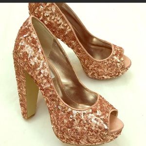 Steve Madden Ali Rose Gold Chunky Heels